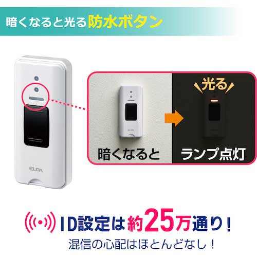 ELPA 【2025年11月末迄20%OFF】 ワイヤレスチャイム押しボタンセット EWS-S5030