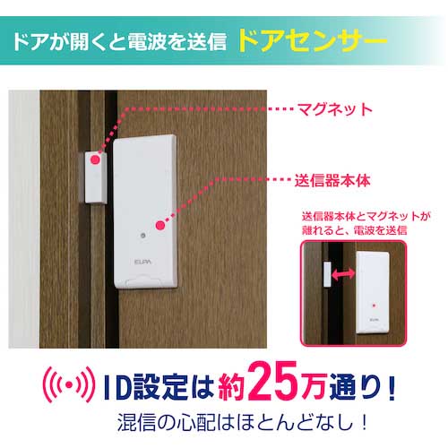 ELPA ワイヤレスチャイムドア開閉センサーセット EWS-S5034