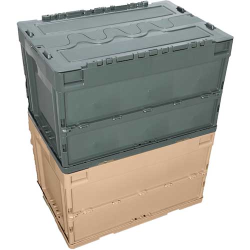 TRUSCO オリコン 蓋つき折りたたみコンテナ 50L コヨーテ CT50-CYT