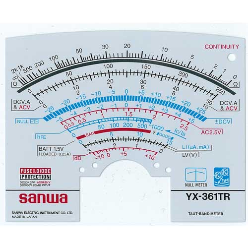 SANWA アナログマルチテスタ 1000V測定可能 YX-361TR