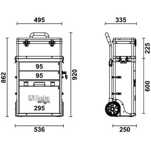 Beta 移動式ツールトロリー C41H レッド 041000008