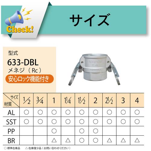 TOYOX カムロック ツインロックタイプカプラー メネジ 樹脂 633-DBL 2インチ PP 633-DBL-2-PP