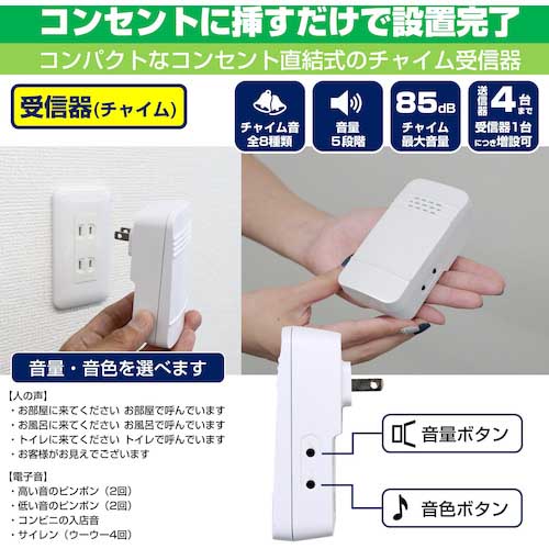 【廃番】ELPA 電池を使わないワイヤレスチャイムセット WC-S6040AC