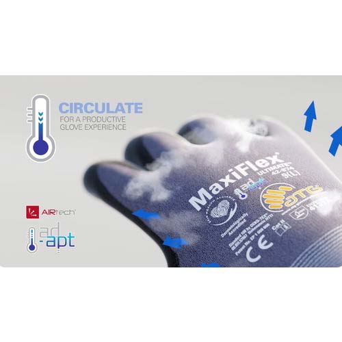 エーティージー ニトリル背抜き手袋 マキシフレックス・アルティメイト 42-874 Mサイズ 42-874-M