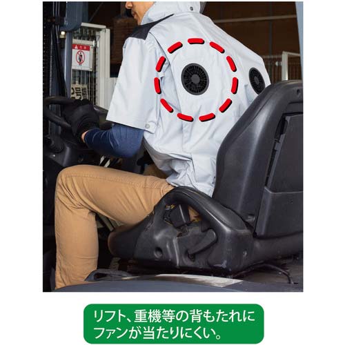 【2025年度完売】NSP 空調服 NA-1152 Nクールウェア 上部ファン フルハーネス(服4L)ブルー・チタン・タチエリ 8215352