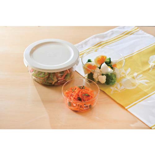 HARIO 耐熱ガラス製保存容器丸3個セット MST-3018-OW