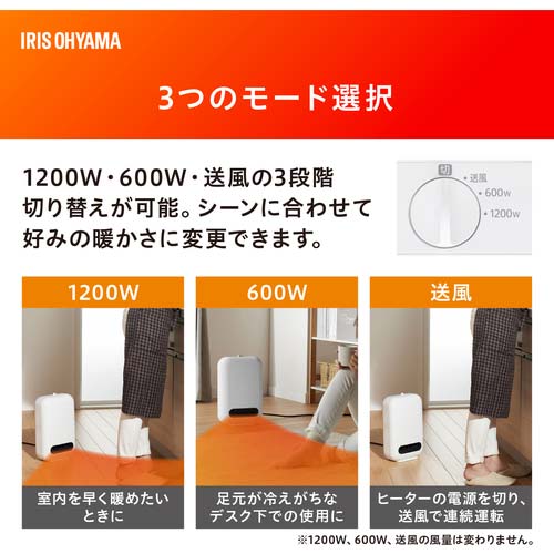 アイリスオーヤマ 202479 セラミックファンヒーター ホワイト ACH-E12C-W