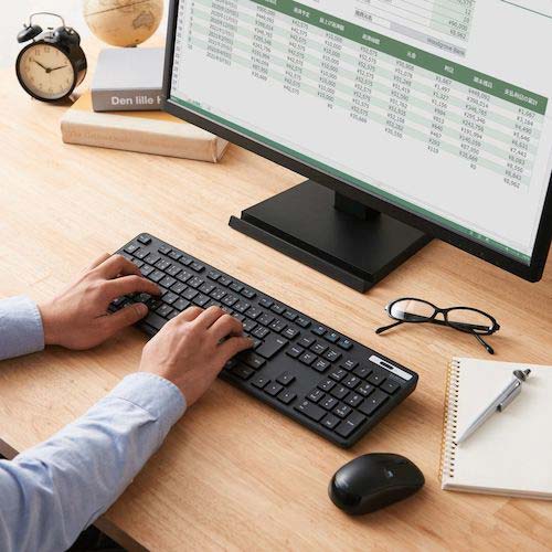 ELECOM Bluetoothフルキーボード 薄型 メンブレン式 抗菌 マルチペアリング対応 ブラック TK-FBM120KBK