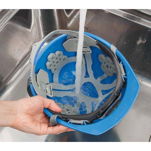 タニザワ エアライト搭載ヘルメット ST#1830-JZ2(EPA) 二層構造高通気タイプ 溝付 ABS製 透明ひさしグレー 帽体マットネイビー(艶消し塗装) 1830-JZ2-V2-MNV-J