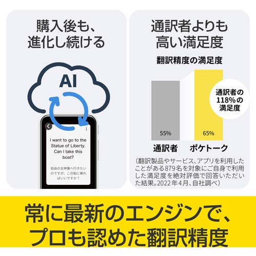 ソースネクスト POCKETALK S2 スタンダード グローバル通信(2年)付き ホワイト PTS2-W 0000347930