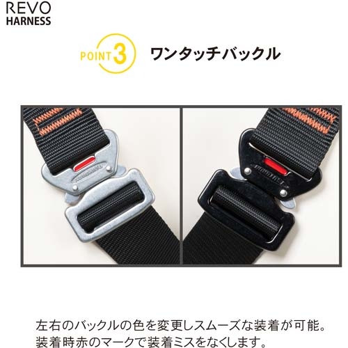 藤井電工 ツヨロン レヴォハーネス ツインランヤード付き ロック機構付き巻取式コルトリトラ 黒・赤 TH508-2CR93SV-OT-BKR-2R23-BX