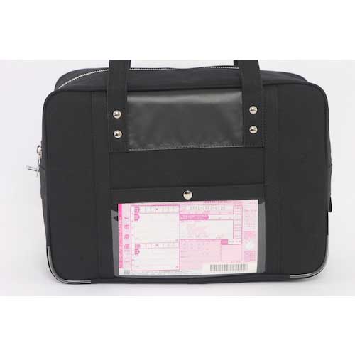 SANEI 帆布メール用ボストン(M)馬蹄錠金具付 黒 BTM-U-01