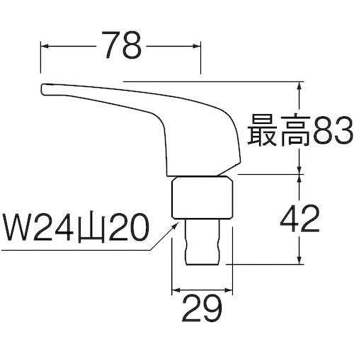 SANEI シングルレバー単水栓上部 ワンタッチ 感染症対策 W24山20 シルバー PR171-C-13