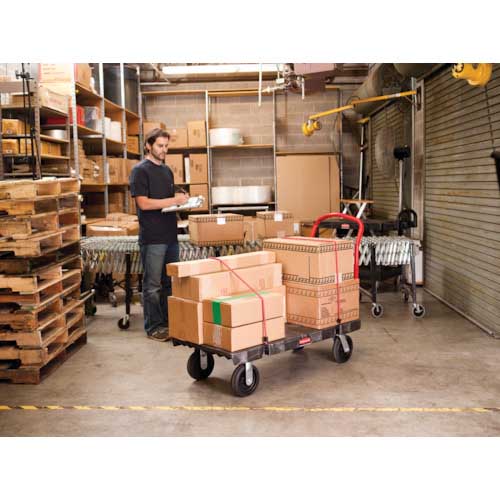 【廃番】ラバーメイド ヘビーデューティープラットフォームトラック 762×1524×高さ320 ブラック 446607