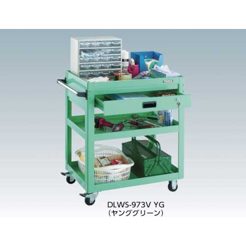 TRUSCO ツールワゴン ドルフィン 750×500 ウレタン車輪 ヤンググリーン DLWS-773U-YG