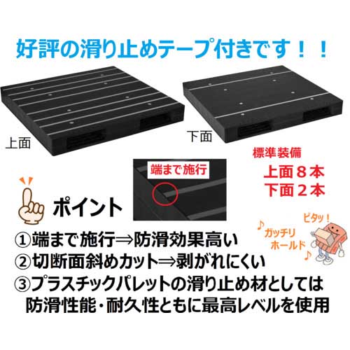 【廃番】NPC プラスチックパレット ZR-115122WE 両面二方差し 黒 ZR-115122WE-BK