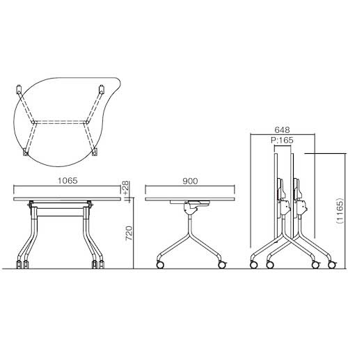 【廃番】アイリスオーヤマ イーザックフラップテーブル ティア型 ブラックフレーム 天板パイン CESC-FT-B-PN