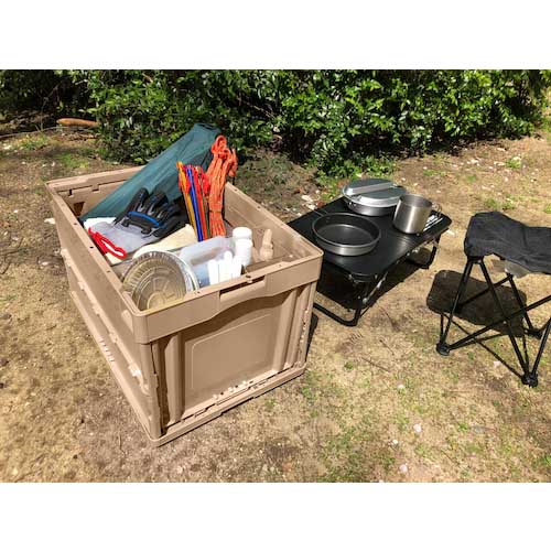 TRUSCO オリコン 蓋つき折りたたみコンテナ 50L コヨーテ CT50-CYT