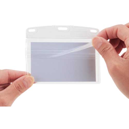 OP 名札用ケース ソフトタイプ ヨコ名刺 補強付 (10枚入) NX-124-WH