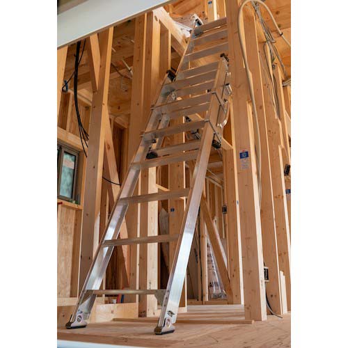 ハセガワ 2連階段はしご プッシュアップ式仮設階段梯子 3.93m(10447) LW2-39