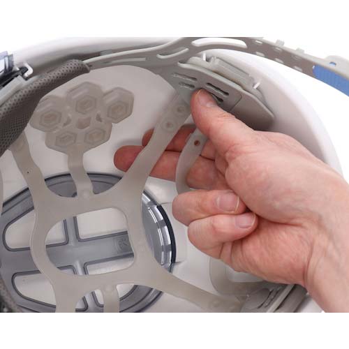 タニザワ エアライト搭載ヘルメット ST#1830-JZ2(EPA) 二層構造高通気タイプ 溝付 ABS製 透明ひさしグレー 帽体マットネイビー(艶消し塗装) 1830-JZ2-V2-MNV-J