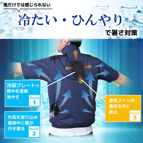 【2025年度完売】サンコー 圧倒的に冷える「冷蔵服4 半袖」 シルバーグレーフリーサイズ バッテリーセット TKWE25SGYSP