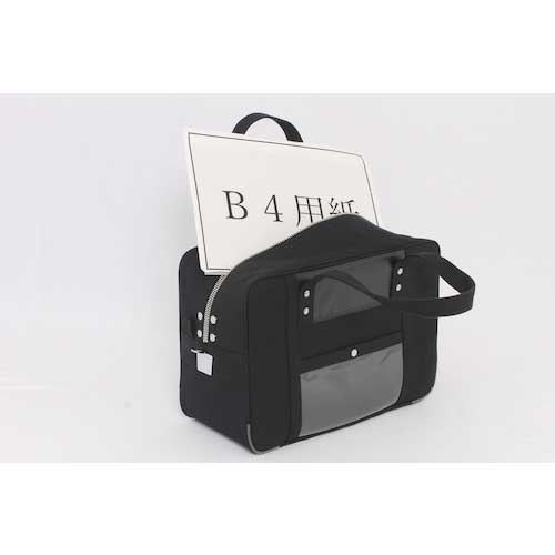 SANEI 帆布メール用ボストン(M)馬蹄錠金具付 黒 BTM-U-01