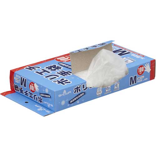 【廃番】SHOWA ポリエチレン使い捨て手袋 No826ポリエチ手袋 内エンボス100枚入 Mサイズ NO826-M
