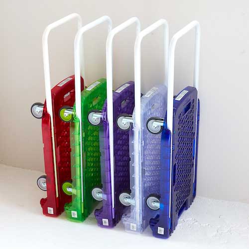 【廃番】TRUSCO 樹脂台車 アクロキャリー PC製 省音車輪 600X390 グリーン透明 S付 AC-1PC-GN-S