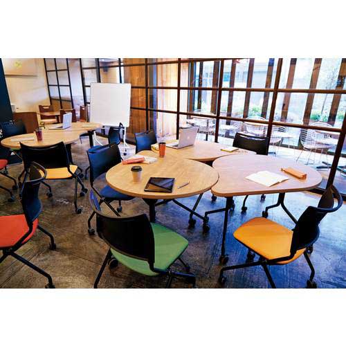 【廃番】アイリスオーヤマ イーザックフラップテーブル 勾玉型 ブラックフレーム 天板パイン CESC-FM-B-PN