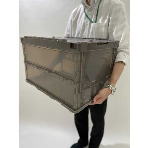 TRUSCO オリコン 薄型折りたたみコンテナ スケルコン 50L ロックフタ付 透明ブラウン ブラウン TSK-C50B