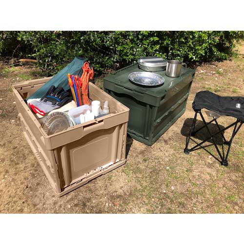 TRUSCO オリコン 蓋つき折りたたみコンテナ 50L コヨーテ CT50-CYT