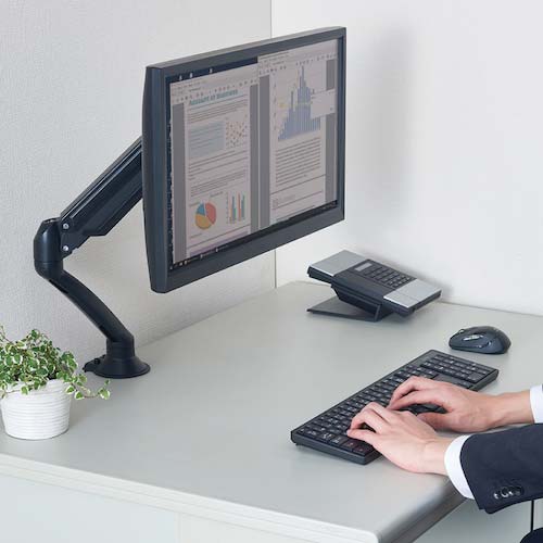 KING JIM モニターアーム 黒 (1面3軸タイプ) ガススプリング方式 VESA規格 クランプ式 ARM130-BK