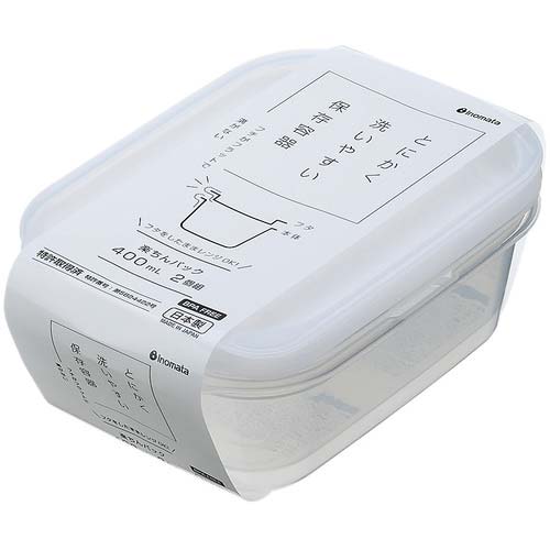 inomata 楽ちんパック 角型400ml 2個組クリアーホワイト 1834-CW