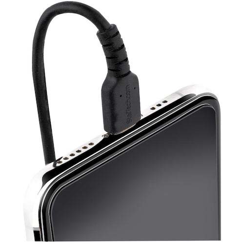 StarTech Lightningケーブル/USB-C/50cm/高耐久/コイル型/ブラック/iPhone ライトニング カールコード RUSB2CLT50CMBC
