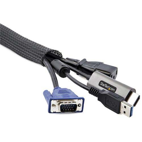 StarTech ケーブル収納カバー/3m/直径3cm/ポリエステル編組メッシュ素材/DIY切断可能/ケーブル配線保護チューブ WKSTNCMFLX