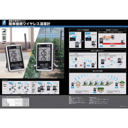 シンワ ワイヤレス温度計 最高・最低 防水型 簡単接続 子機 73459