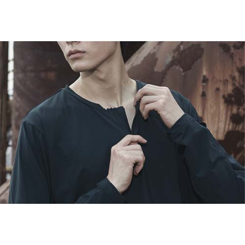 おたふく BT ゆったりストレッチ冷感 ロングスリーブ ハーフジップ クルーネックシャツ 11.ブラック L JW-743