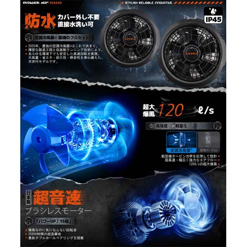 COVELL 36Vファンバッテリーセットベスト 白黒迷彩 LL P002-6-LL-36Vの