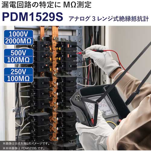 SANWA アナログ絶縁抵抗計 1000V/500V/250V PDM1529S