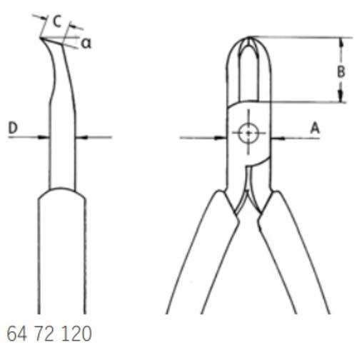 KNIPEX エレクトロニクスエンドカッティングニッパー オブリケ(35°傾斜) リセス付き 6472-120