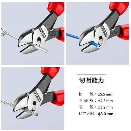 KNIPEX ツインフォースニッパー バネ付 180mm 7372-180F
