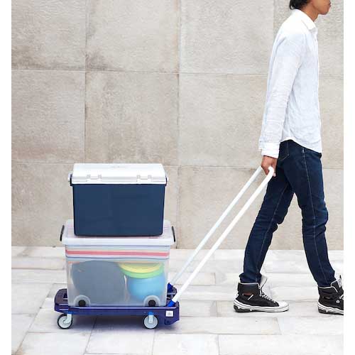 【廃番】TRUSCO 樹脂台車 アクロキャリー PC製 省音車輪 600X390 グリーン透明 S付 AC-1PC-GN-S