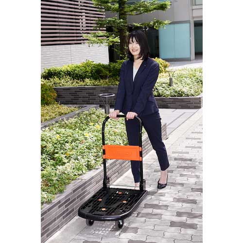 【廃番】TRUSCO 樹脂台車 カルティオ(スチールハンドルタイプ)折畳 780X490 黒 ブレーキなし MPK-720-BK