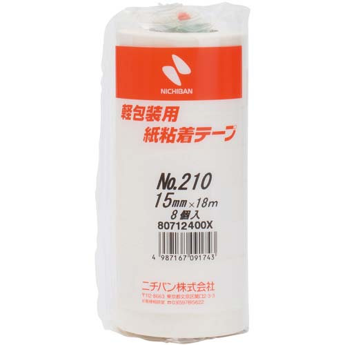 ニチバン 紙粘着テープ210H-15 15mmX18m 8巻入り 210H-15
