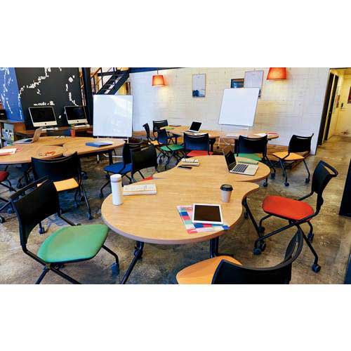 【廃番】アイリスオーヤマ イーザックフラップテーブル 勾玉型 ブラックフレーム 天板パイン CESC-FM-B-PN