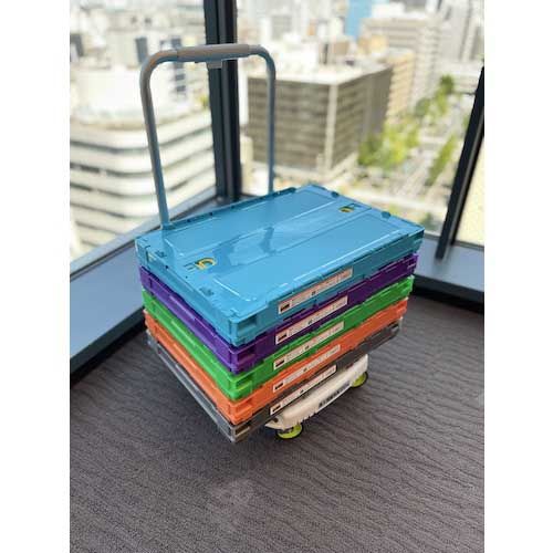 TRUSCO オリコン 薄型折りたたみコンテナ スケルコン 50L ロックフタ付