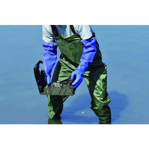 富士手袋 ナイロン胴付水中長靴モスグリーン 2076-LL