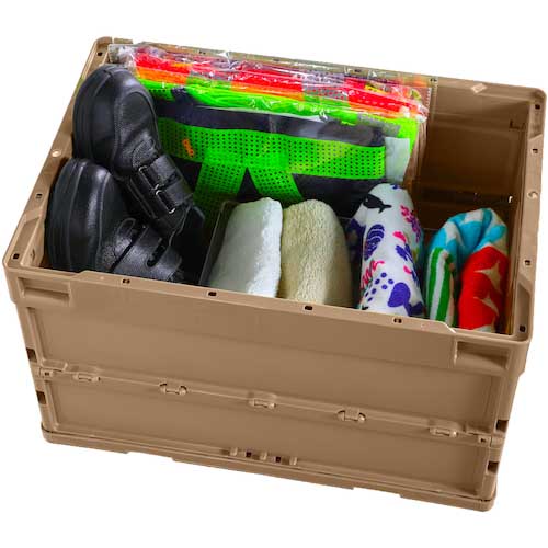 TRUSCO オリコン 蓋つき折りたたみコンテナ 50L コヨーテ CT50-CYT