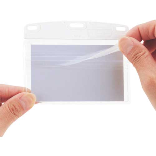 OP 名札用ケース ソフトタイプ ヨコ名刺 補強付 (10枚入) NX-124-WH